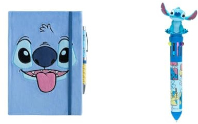 Grupo Erik - Carnet de notes Disney, Stitch avec Stylo | Carnet Pointillé Format A5 & Stylo 10 couleurs en 1 Disney, Stitch | Stylo Bille Rétractable Original