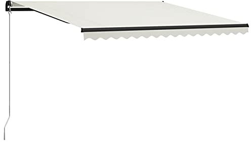 Bulliing Tenda da Sole Retrattile Manuale 400x300 cm Crema,Tenda da Sole per Esterno Avvolgibile,Tenda da Sole a Bracci Estensibili con Telaio in Alluminio, Tettuccio Resistente al Sole e Impermeabile