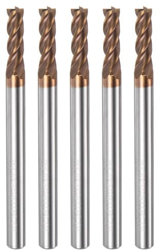 QUARKZMAN 5 Stück Karbid Vierkantfräser 3,5mm (9/64) Durchmesser 4mm (5/32) Schaft 50mm (2) lang HRC55 Mikrokorn-Wolframkarbid 4 Schneiden Frässtift Fräser für Aluminium Kupfer Metall.