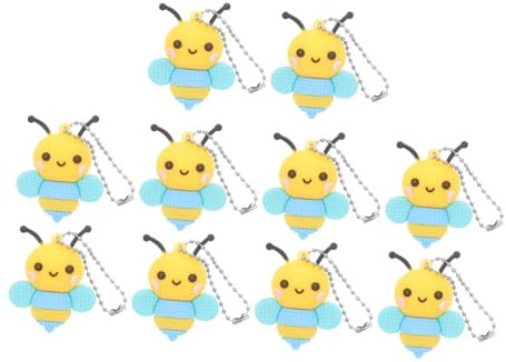 VICASKY 10pcs Unique Bee Shape Pvc Keychain Pendant for Women Boys and Girls Bee Themed Gifts Adornments