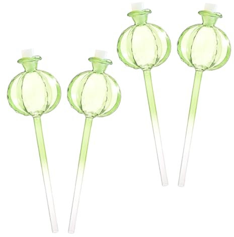 BCOATH de Globos de Riego Automático Vidrio de Borosilicato Verde 4 Piezas Diseño de Cactus para Plantas y Flores para Jardín y Bonsáis en Casa
