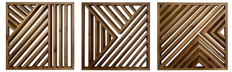 Musanpou Wooden Geometric Home Wall Decor Slatted Wood Design Wall Sculpture，Set of 3 Wood Wall Art decorate，Boho Bathroom Bedroom Living Room rustic Home Decoration