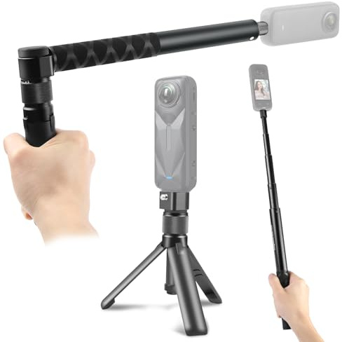 PULUZ 360° Bullet Time Kit für Insta360 X5 X4 Air X3, Selfie Stick Stativ | Kompatibel mit DJI Osmo 360/Gopro Action Cam, Drehbarer Griff, 1,1m Stange, mit 1/4-Zoll-Gewinde für kreative 360° Aufnahmen
