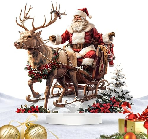Figurine de traîneau du Père Noël – Décoration de bureau pour l'intérieur et l'extérieur