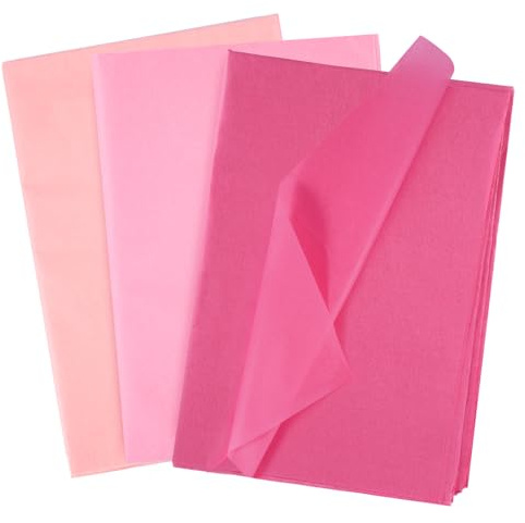 60 Sheets Pink Tissue Paper, 3 Colors Gradient Pink Wrapping Paper Tissue Paper for Packaging Gift Wrapping Paper Sheets for Birthday Valentine's Day Wedding Baby Showers Craft Packing