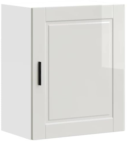vidaXL Kitchen Wall Cabinet - Porto High Gloss White - Engineered Wood Storage Cupboard - 50x31x60 cm - Modern Wall-Mounted Design for Kitchen Appliances