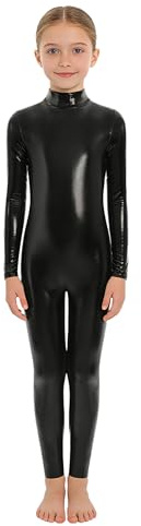 TTAO Enfant Fille Garçon Justaucorps Gymnastique Académique Léotards de Ballet Danse Classique Combinaison Jumpsuit Patinage Artistique Costume Performance 5-16 ans Noir 10-12 ans