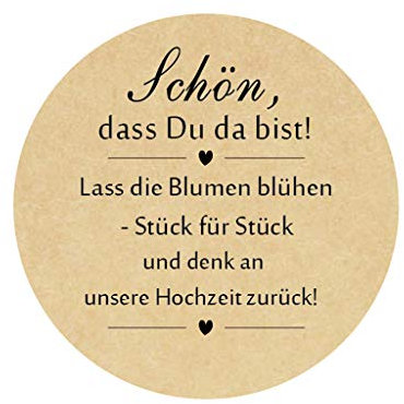 Runde Dankeschön-Anhänger, runde Geschenkanhänger, 100 Stück 4cm - selbstklebende Etiketten for die Hochzeit,Blumensamen Tüten,Gastgeschenk(Kraft)