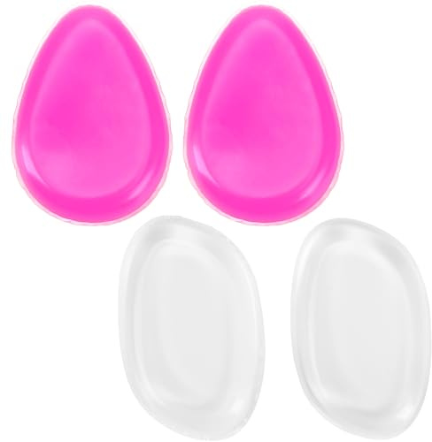 4 Pack Jelly Silicone Makeup Sponge Set for Women, Non-Absorbent Flawless Beauty Application Cosmetic Blender Pure Puff Applicator for Foundation, Powder, Concealer, Blush, Highlighter, Pink & Clear