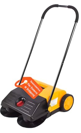 ZENDEA Spazzatrice Manuale a Spinta con Raggio 55 cm, 25 lt – Facile da Riporre e Regolabile, Adatta per Pulizia Prato, Pavimenti Esterni e Superfici Ruvide