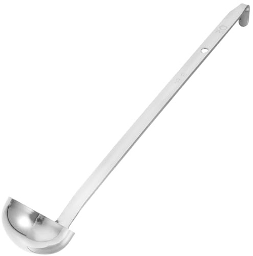 CONGARTENO Louche à Soupe en Acier Inoxydable 30 Manche Long et Crochet, Cuillère de Service Sûre sans Bavures Cuisine et Restauration