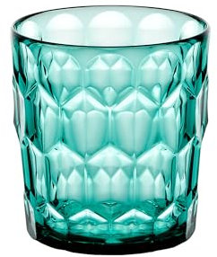 Guzzini - Vanity, bicchiere basso, decoro 3, acquamarina, in Bio-based SAN e Bio-based SMMA - ACQUA