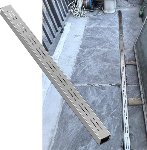 Entwässerungsrinne Ablaufgitter Dusche Entwässerungsgraben Für Beton, Hof Garage Terrasse Veranda Entwässerungsrinne W/Gitterrost, Schlank Flache Entwässerungsrinne 35mm 50mm 70mm 100mm Breit(WxH-3.5x
