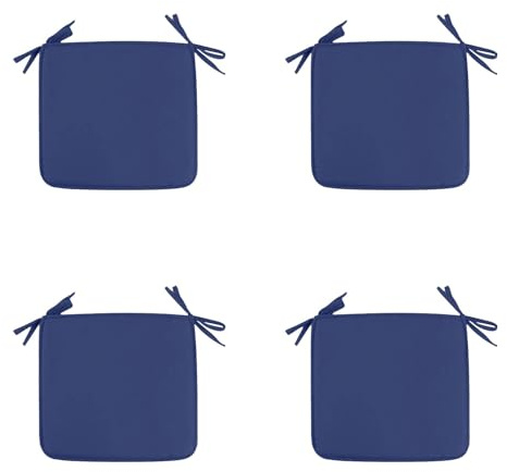 4er Set Sitzkissen 40 x 40 cm Stuhlkissen mit Bändern, Sitzpolster für Stuhl Weiches Stuhlauflage Sitzauflage Dekokissen für Innen- & Außenbereich (Marine)