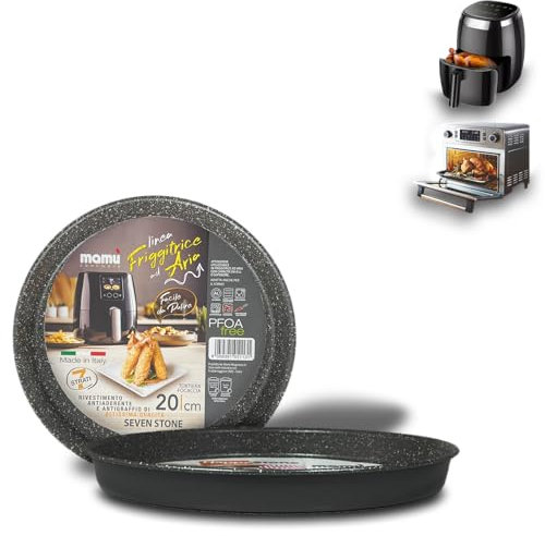 ARCA, Set 2 Teglie Rotonde 20 cm per Friggitrice ad Aria e Forno, Antiaderenti e Adatte alla Lavastoviglie, Ideale per Focacce e Altre Ricette, in Alluminio, Made in Italy