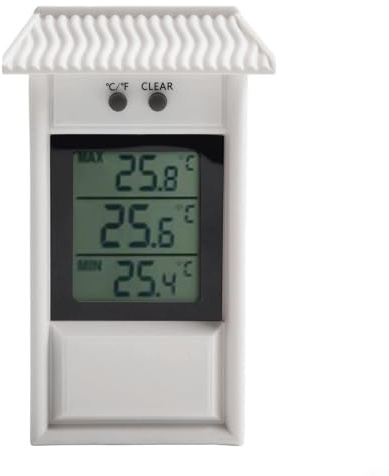 greenhouse garden thermometer outdoor thermometers weatherproof Digital Display Max Min Wall Mounted for Indoor Outdoor Home(white)