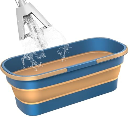 Genérico Bucket errante - Fregadero Plegable con Ruedas, manijas - Cubo de Limpieza Rectangular versátil | Lavar un Cubo de 3.17 galones para la Limpieza de la trapeación
