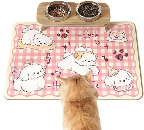 Tapis pour Nourriture De Chien - Tapis Antidérapant pour Gamelles d'eau De Chien Et Chat,30x40 cm Absorbant Antidérapant Séchage Rapide pour Chat Intérieur Évite Les Éclaboussures