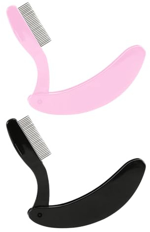 2 Morceaux De Peigne À Cils Pliables, Peigne À Dents En Acier Inoxydable, Peigne D'Espacement Des Cils, Accessoires De Beauté Portables (Noir, Rose).