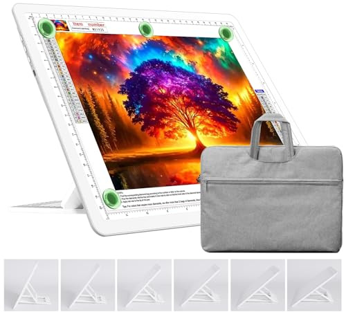 TOHETO Tablero de luz recargable A4 con soporte, bolsa, almohadilla magnética superbrillante con botones laterales, caja de luz inalámbrica para trazar y dibujar, mesa de luz inalámbrica para pintura