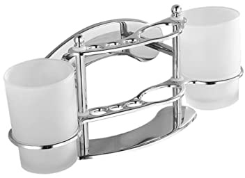 OFFSCH Soporte para Cepillo de Dientes Inoxidable Oral Pasta Titulares Tazas Taza para Hacer gárgaras en casa Titular de baño portavasos para Hacer gárgaras