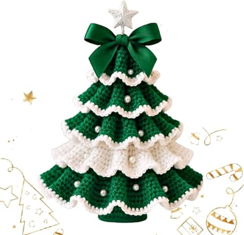 Kit fai da te all'uncinetto per albero di Natale, set di decorazioni natalizie fatte a mano, kit per principianti all'uncinetto, decorazioni fai da te per albero di Natale, decorazioni all'uncinetto