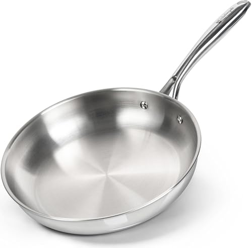 MICHELANGELO 26 cm Edelstahl Bratpfanne, Pfanne mit Dreifach-Schicht-Boden für optimale Wärmeleitung, Ergonomischer Griff, Induktionsgeeignet