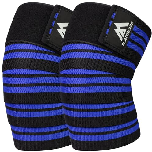 flintronic Genouillère Squat, 1 Paire Genouillère Bandage Musculation, Genouillères Powerlifting pour Homme et Femme, Sangles de Genou pour Haltérophilie pour Sport, Gym et Musculation, Bleu