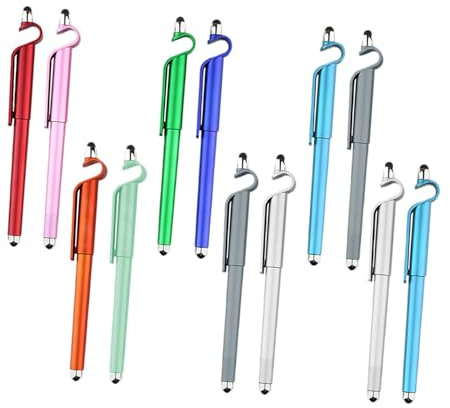 LALAFINA Juego De 12 Bolígrafos Gel Pantalla Táctil Soporte Móvil para Estudiantes y Oficina, Bolígrafos Multifuncionales Abs y As, Punta 0.5mm, Colores Aleatorios