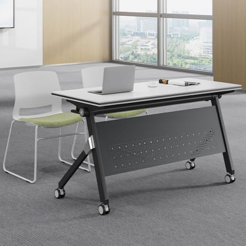 Dalumian Klappbarer Konferenztisch, mobiler Schulungstisch mit Klappplatte, rollbarer Besprechungstisch mit 4 Rollen, rechteckiger modularer Konferenztisch, geeignet für Büros Schulungsräume(8pcs)