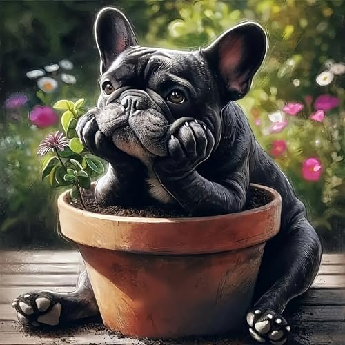 DPIDEA Diamond Painting Hund, Diamond Painting Erwachsene DIY 5D Diamant Malerei Runde Steine für Wanddekoration 30x30 cm