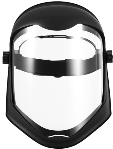 OUZHOU Face Shield Visor, Clear Full Face Protective Mask with Anti-Fog Anti-Static Coating, Reusable Anti-Scratch Breathable Face Shield with Adjustable Headband for Eye & Face Protection