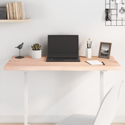 Mokuyary Tischplatte 100x50x(2-4) cm Massivholz Eiche Unbehandelt Tischplatte aus Holzwerkstoff Schreibtischplatte Bürotischplatte für höhenverstellbare Schreibtische,Esstische und mehr