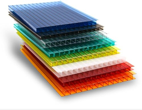 YCOVSFP 48 Doppelwandige Polycarbonatplatten for Verbinden Zweier Platten, Leichte, Bruchsichere Dachplatten for Heimwerkerprojekte, Gewächshäuser, Schuppen Und Den Außenbereich(Yellow,50X50cm-8mm)