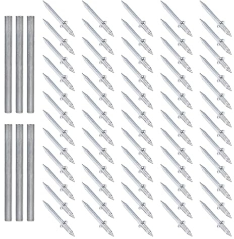 BUGUUYO Clous Invisibles à Double Tête pour Plinthes, Lot de 600 Clous en Acier au Carbone avec 6 Manchons de Pose, Fixation sans Joint pour Plinthes, Escaliers et Panneaux