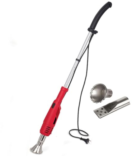 Désherbeur thermique électrique portable, brûleur de mauvaises herbes professionnel 2000 W avec 2 buses, outils de jardin désherbant, température maximale 650 °C, for jardin, terrasse, allée(Red)