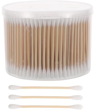 SKISUNO Bastoncini per Cura Pezzi 500 con Doppia Punta per Orecchie ad Alta in Legno Cotone Naturale Beige di Ragazza e Utilizzo Domestico di Ragazza e Animali