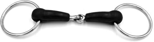 ES0233 Wassertrense Gummi Einfach Gebrochen Edelstahl 65mm/20mm, 14.5 cm | Equine Smile Gummigebiss Ringtrense mit Quetschschutz, Maulschonendes Ausbildungsgebiss für Pferd & Pony