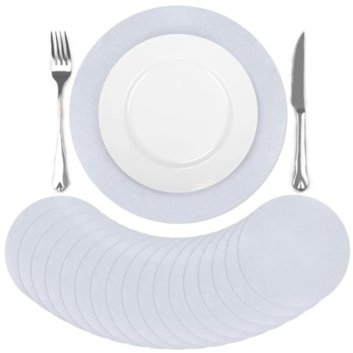 comfoyar 50 Stück Tischsets Papier Rund Glittery Silber, Einweg Deckchen Platzsets, Platzdeckchen für Küche Esszimmer Feste Hochzeiten Geschirr Dekoration (33cm)