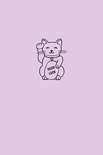 Lucky Cat Notes: Lucky Charm notebook & Journal Maneki Neko, 6x9 inch, 108 pages, light dot- ruled paper with your lucky cat on each page, cover: lilac