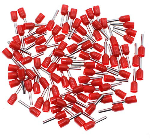 Lot de 100 embouts de câble pour câble de 1,5 mm2 / toron isolé rouge pour sertir / écraser en cuivre étamé