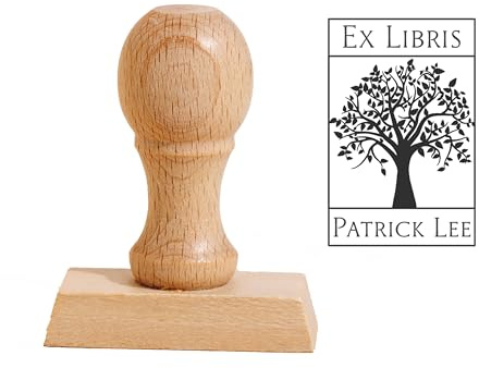 Stamp by Me | Ex Libris Stempel | Personalisierte Holzbuchstempel | Bibliothek Briefmarken | Für Bücher, Seite, Brief | Lehrer | Buch Gehört zu | Bookplates | Rechteckig | 4 Designs
