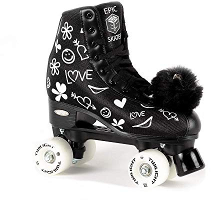 Epic Skates Luv Quad Rollschuhe für Damen, Schwarz/Weiß, Größe 39