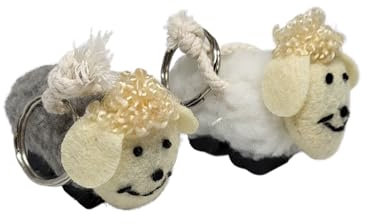 GILDE 2er Set Filz Schlüsselanhänger Schaf weiss/grau/schwarz, L 12cm x B 9,00cm