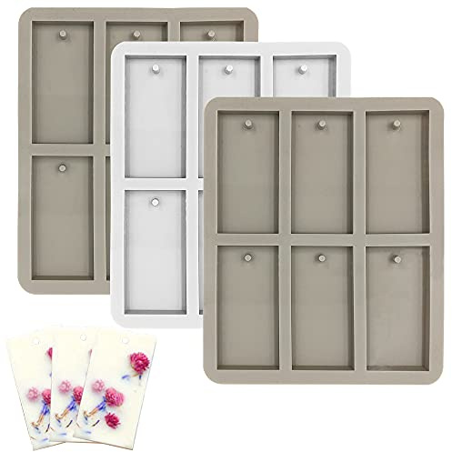 AIFUDA Lot de 3 moules rectangulaires en résine de silicone avec trou de suspension pour porte-clés de Noël, pour la fabrication de bijoux, pendentifs, colliers, porte-clés, loisirs créatifs