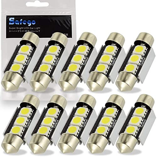 Safego 10x C5W LED 36MM Feston CANBUS 5050 Ampoules 3SMD Dôme Voiture Intérieur LED Lumière Blanc DC 12V 6500K