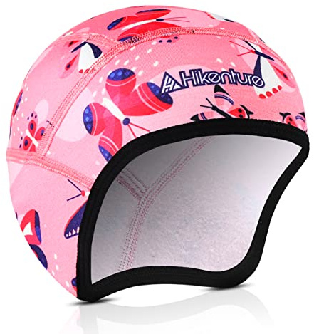 Hikenture Kids Skull Cap Helmet Liner, Winter Youth Skull Cap for Ski, Cycling Boys and Girls Bike Hats(Pink 12)