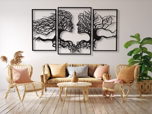 VAILLA Cara de Mujer de Ramas, Decoración de Pared de Madera, Arte 3D, Mural Grande para el Hogar, Cuadros para Dormitorio (Caras 4)