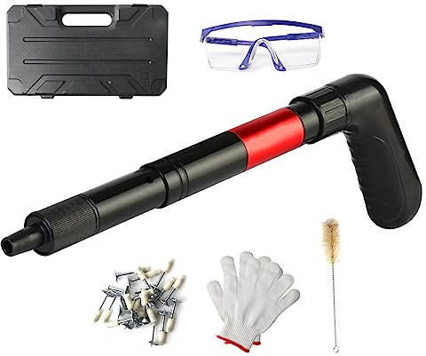 Bolzenschussgerät Mini Nagelpistole aus Stahl,4 Gänge Leistung einstellbar Wand Nagelpistolen mit 20 runden Nägeln,Nail Gun für Deckenwandanker,Hauswand Befestigungswerkzeug installieren