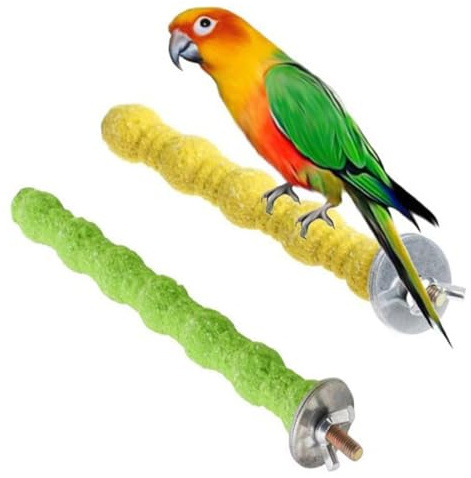 ZKSXOA 2pcs Parrot Perches,Colorful Birdcage Scrub Stand Bar for Bird Parrot Budgies Parakeet Cockatiels Conure Lovebird Cage Paw Grinding Toy